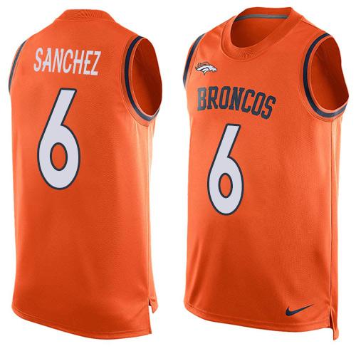  Broncos #6 Mark Sanchez Orange Team Color Men's Stitched NFL Limited Tank Top Jersey